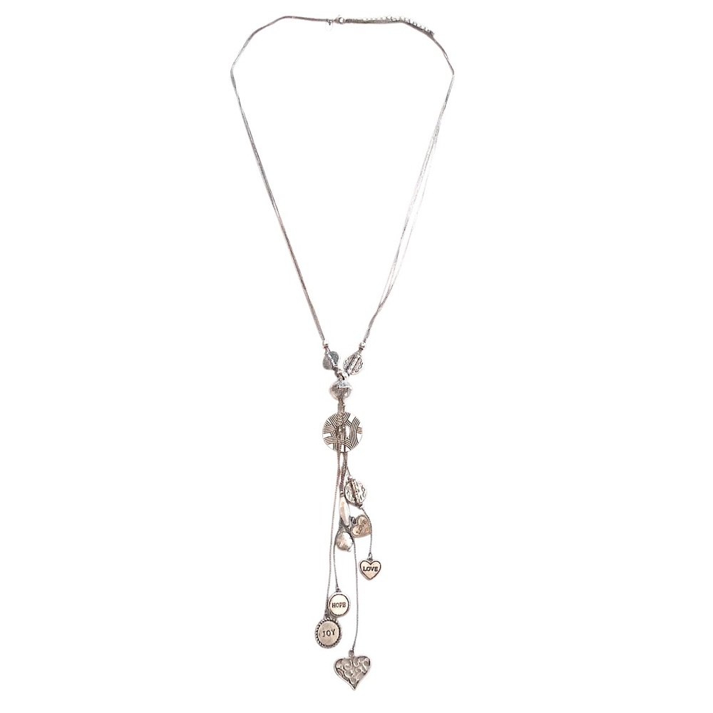 Lia Sophia Silver Inspirational lariat Tassel Necklace